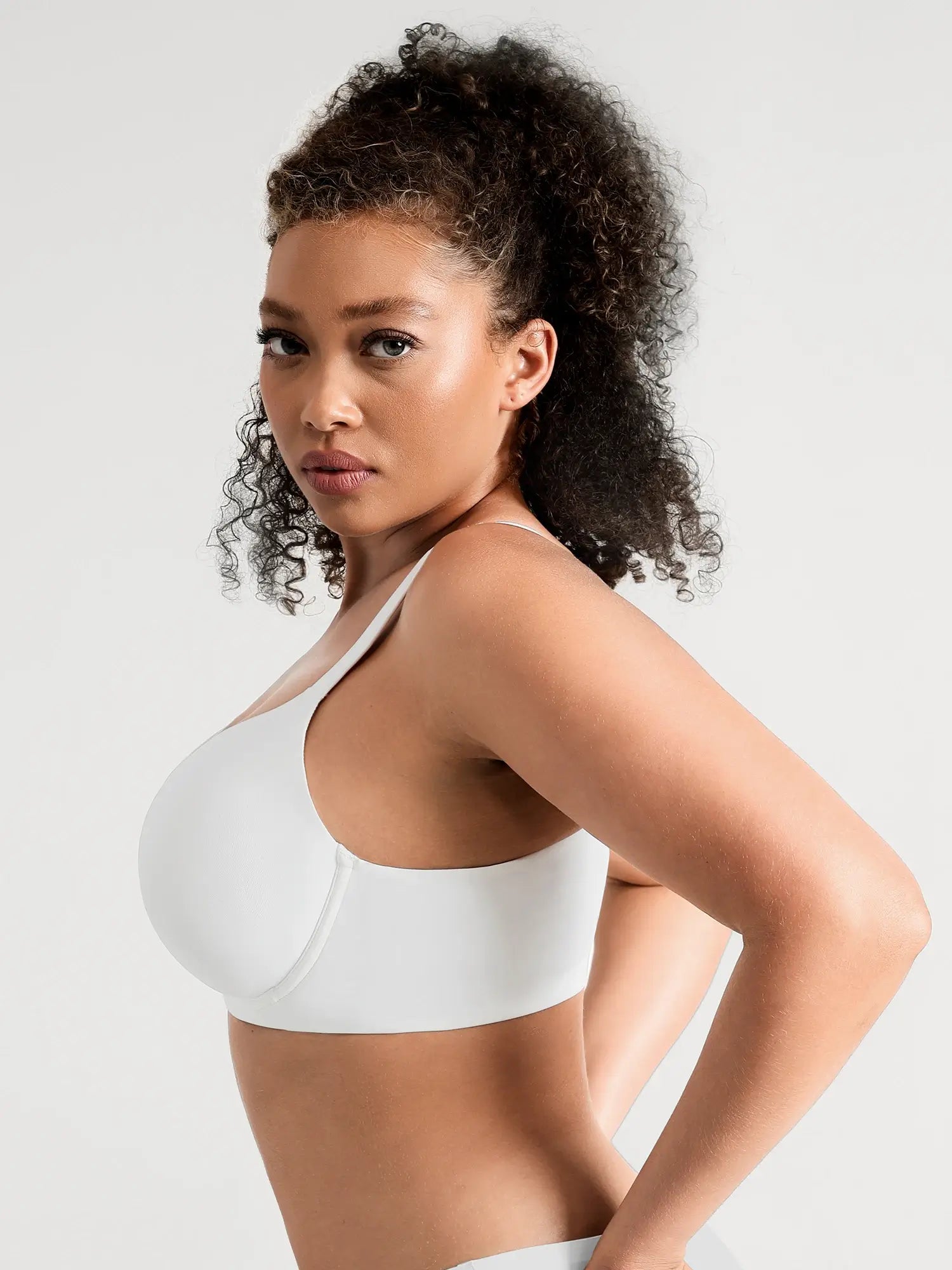 Unlined Minimizer Bra with Sheer V-Neck