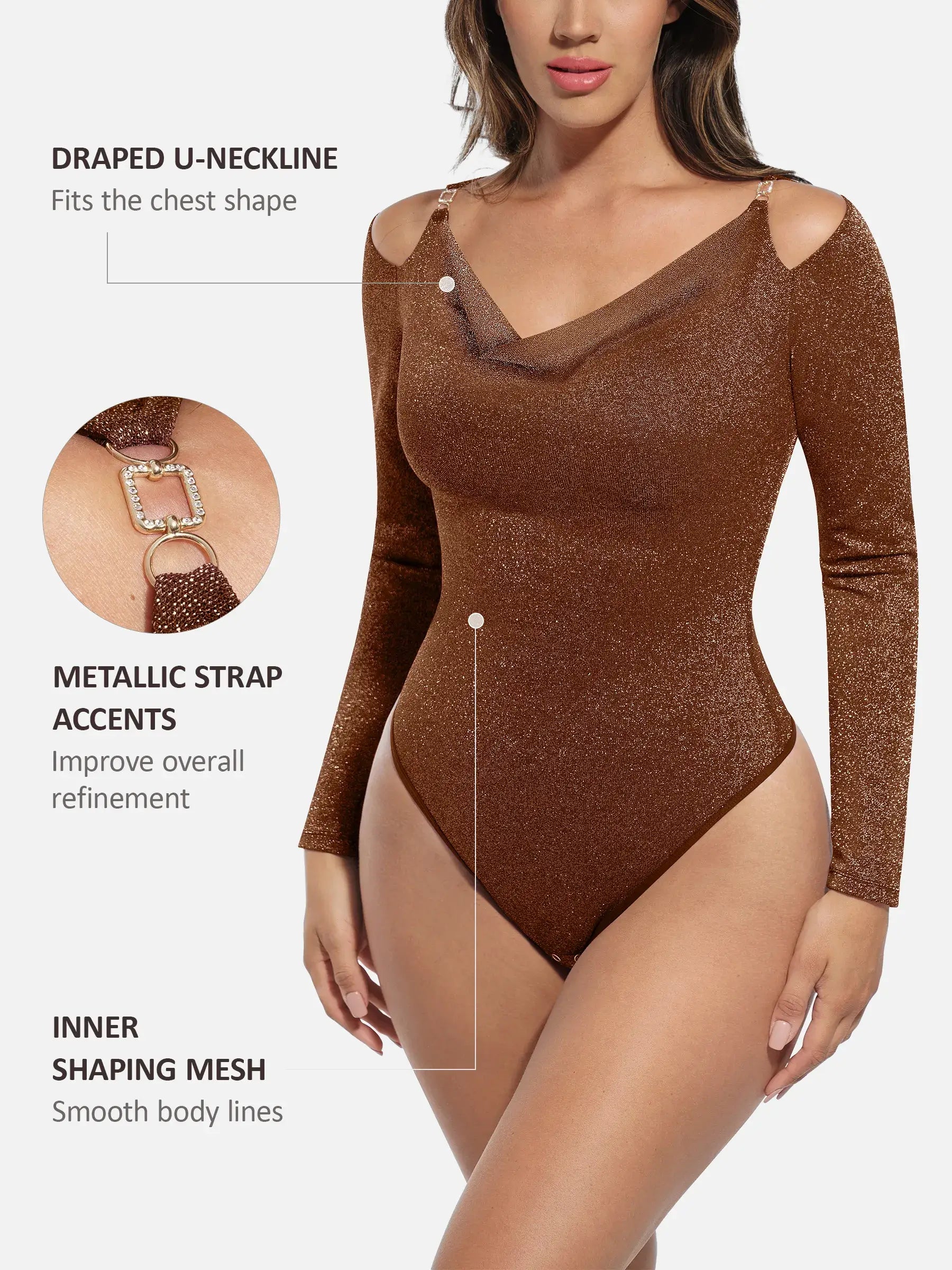 Shiny Swing Collar All-In-One Bodysuit
