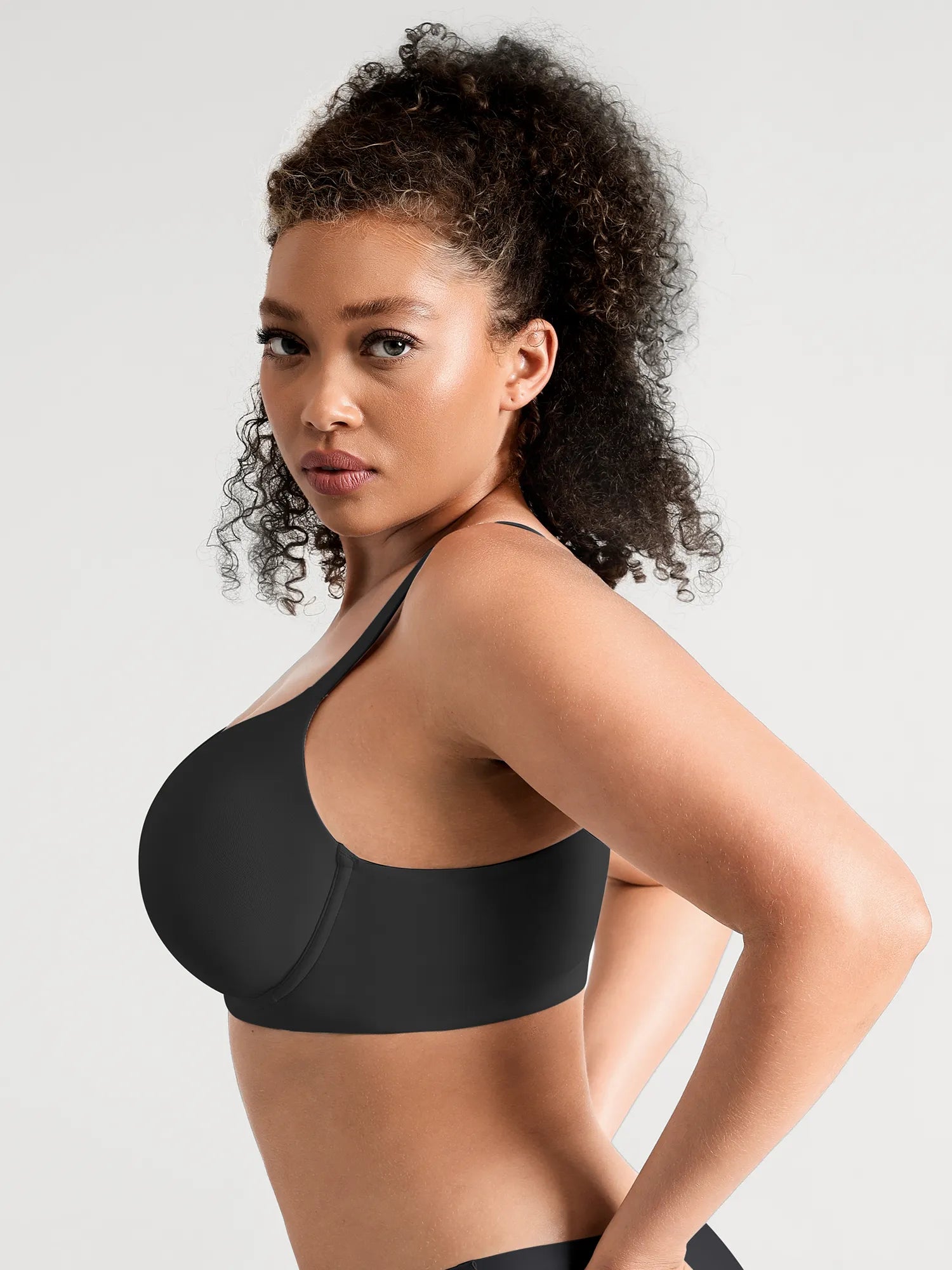 Unlined Minimizer Bra with Sheer V-Neck