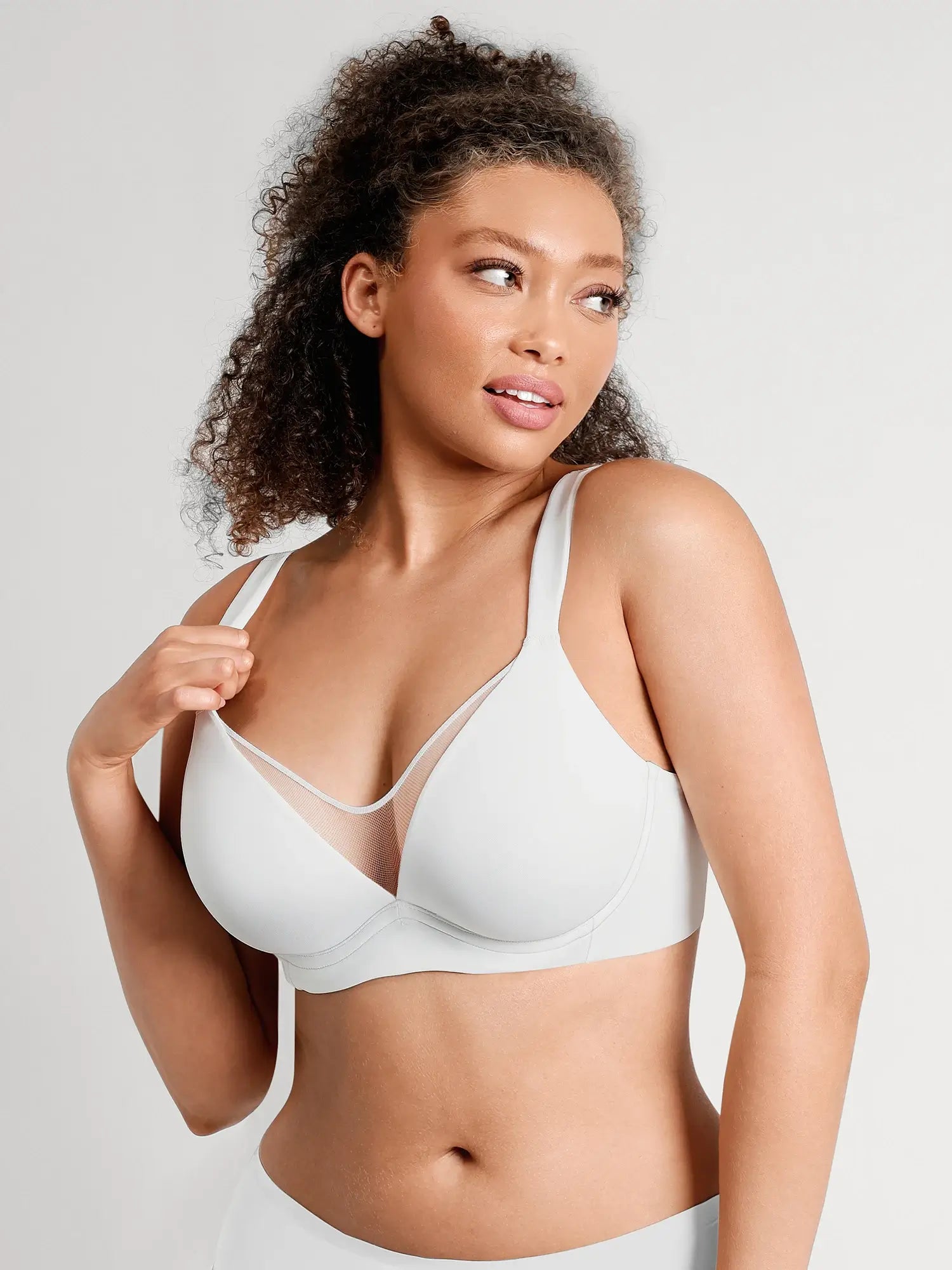 Unlined Minimizer Bra with Sheer V-Neck