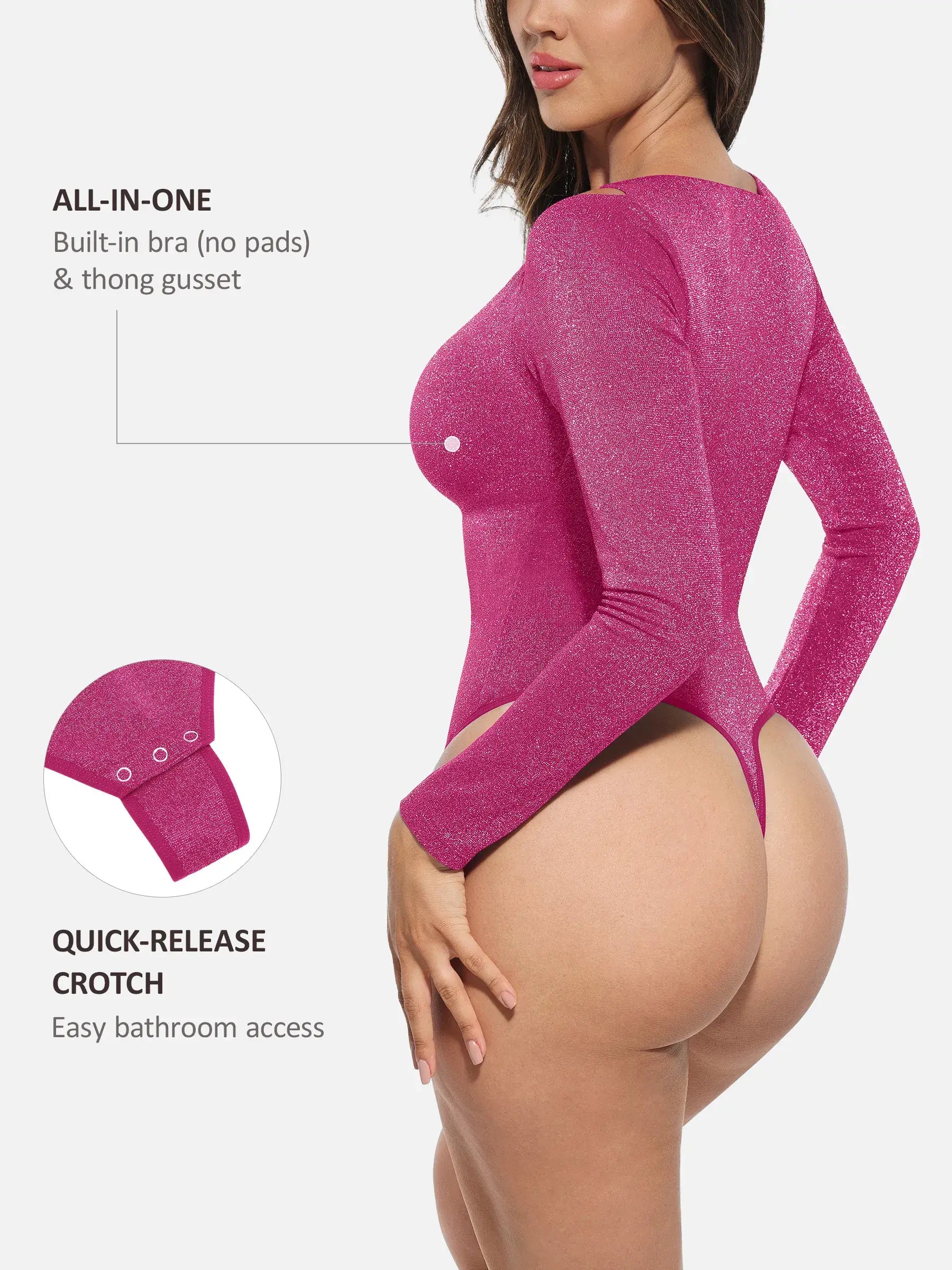 Shiny Swing Collar All-In-One Bodysuit