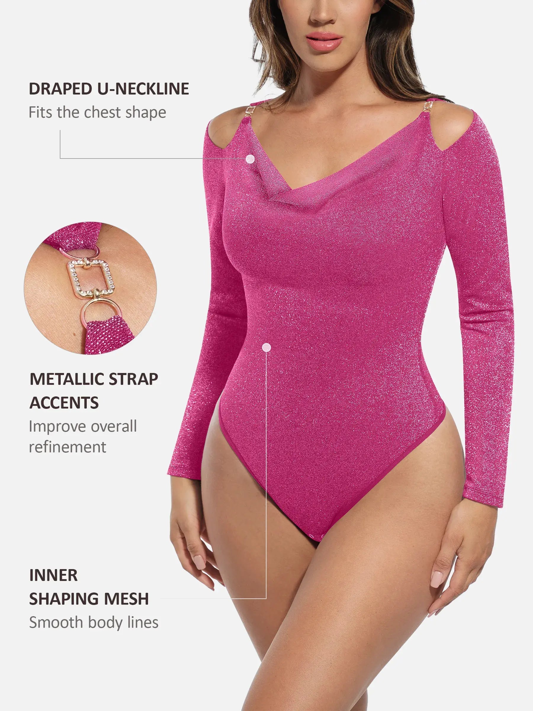 Shiny Swing Collar All-In-One Bodysuit