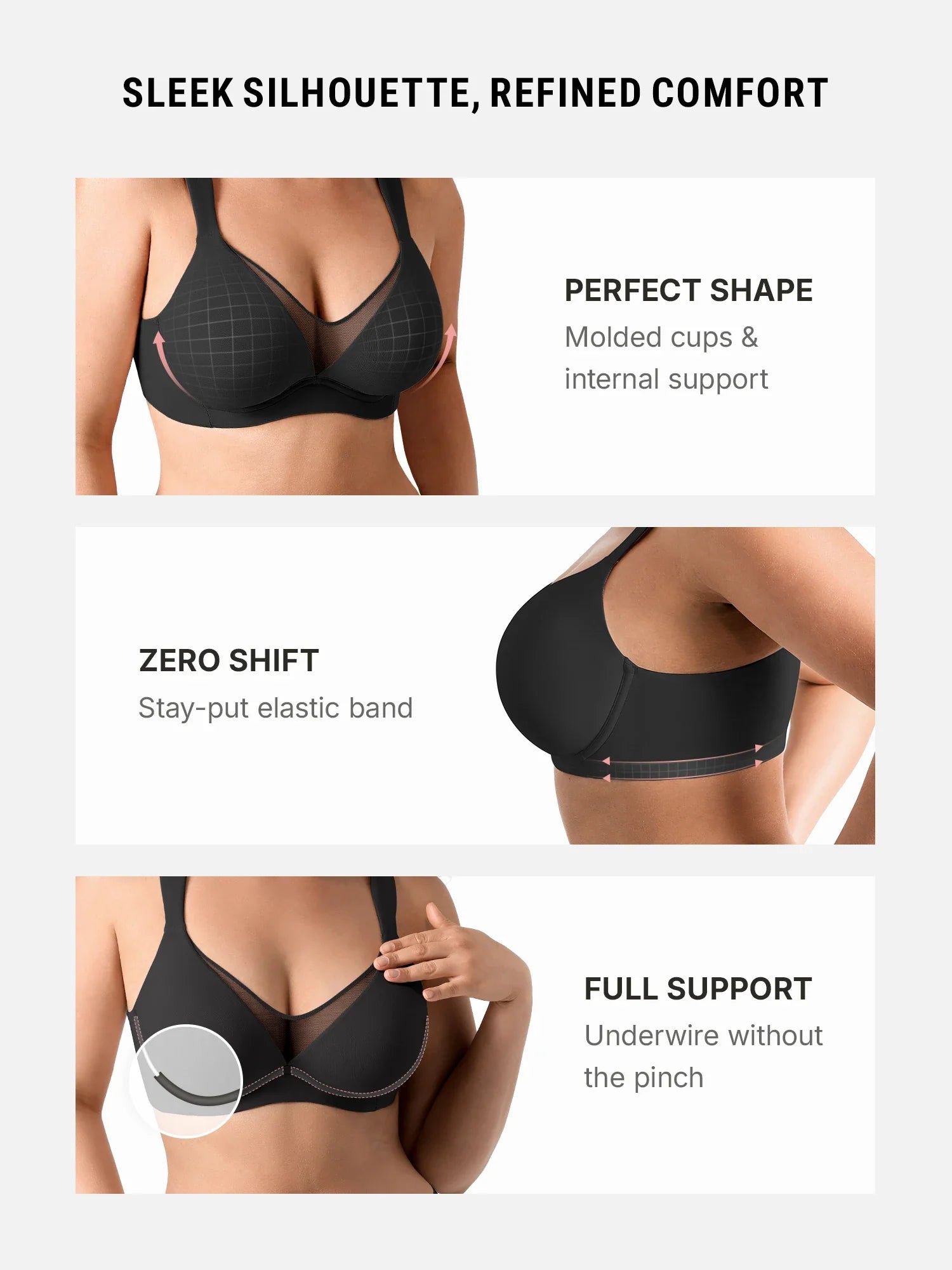 Unlined Minimizer Bra with Sheer V-Neck