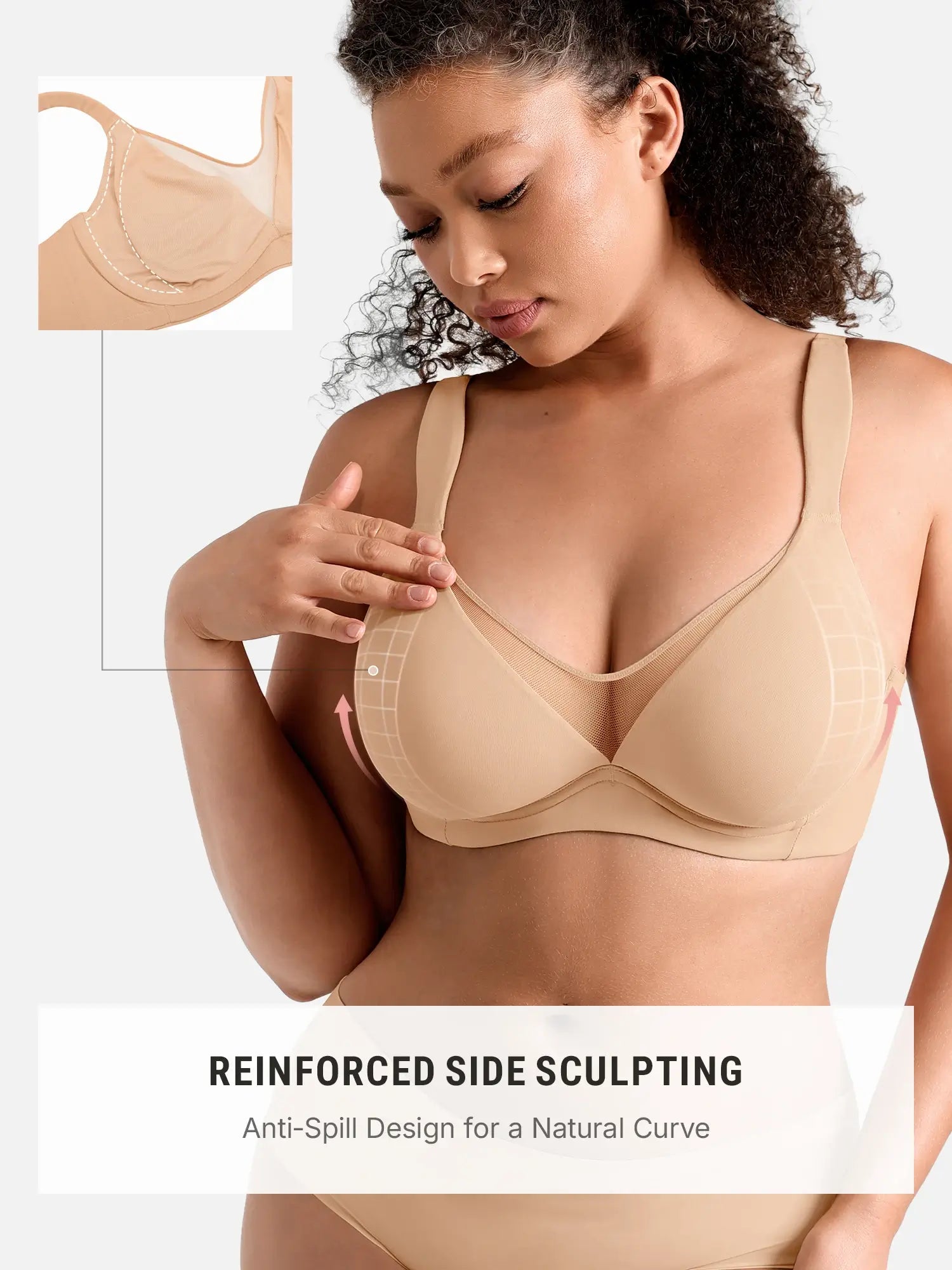 Unlined Minimizer Bra with Sheer V-Neck