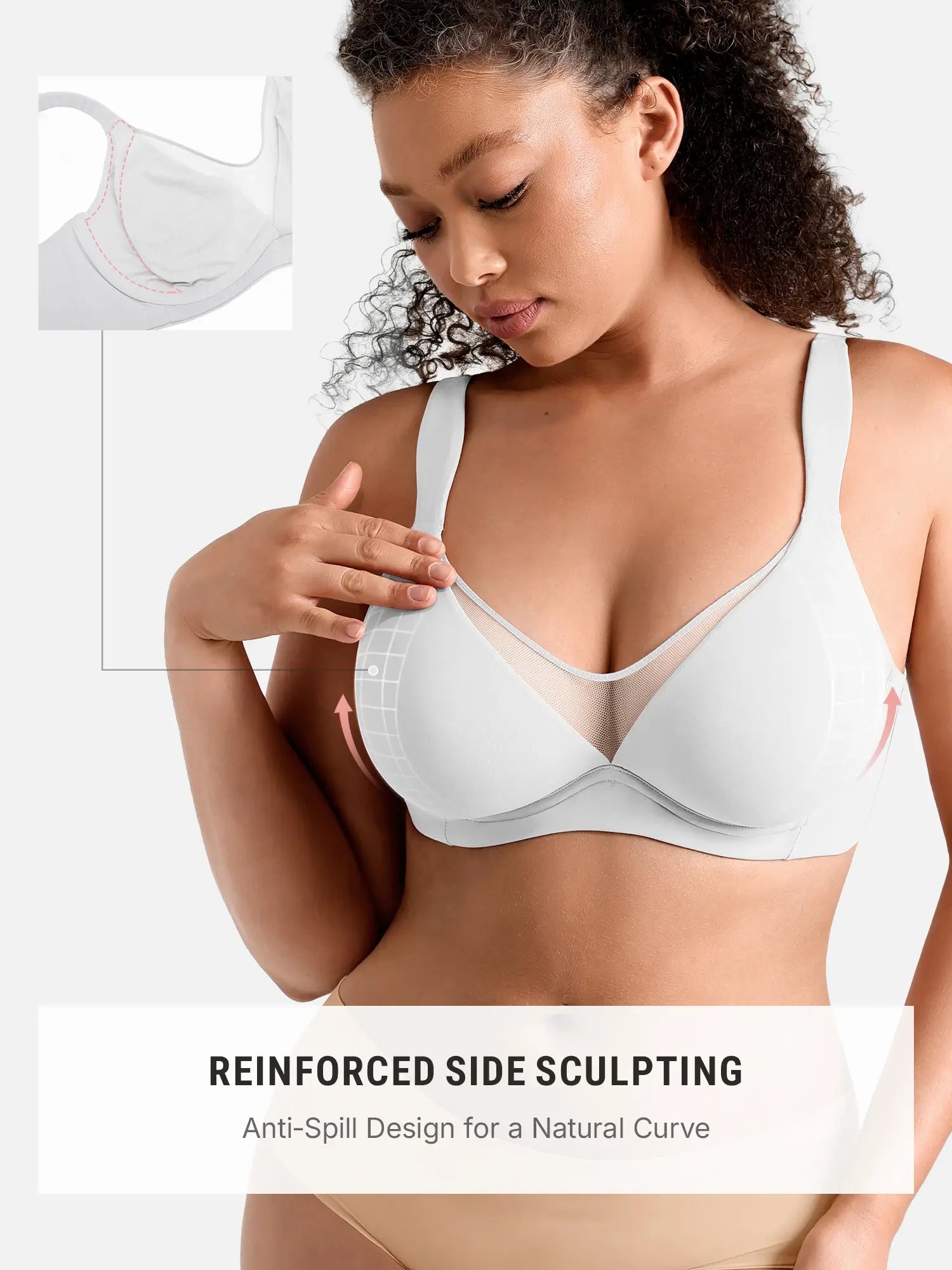 Unlined Minimizer Bra with Sheer V-Neck
